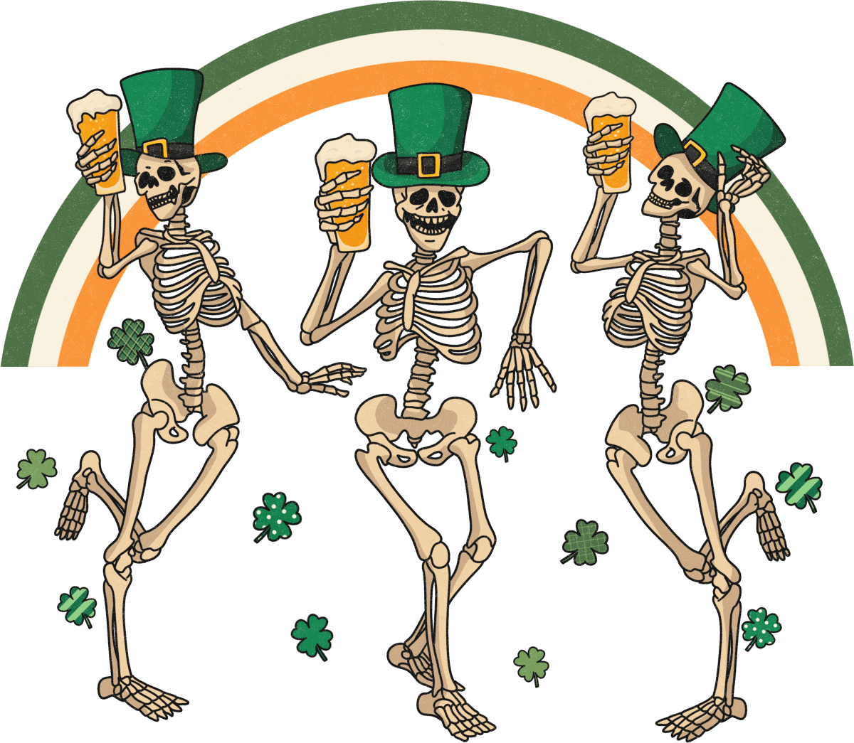 3 Lucky Irish Skeletons Ready to Press DTF Transfer - Buy Bulk DTF