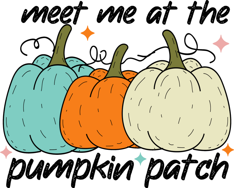 3 Pumpkins Meet Me at the Pumpkin Patch Ready To Press DTF Transfer - Buy Bulk DTF