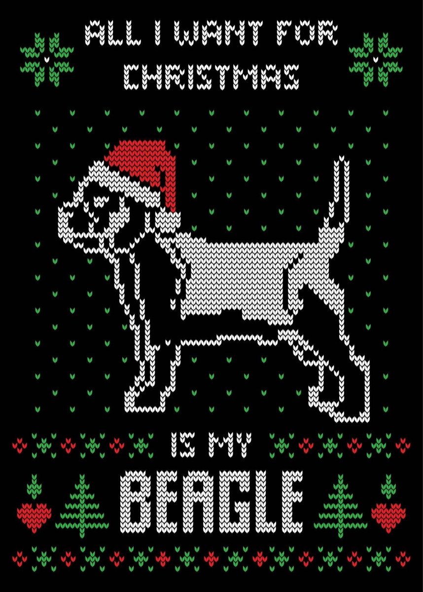 All I Want For Christmas Is My Beagle Ugly Christmas Sweater Ready To Press DTF Transfer - Buy Bulk DTF