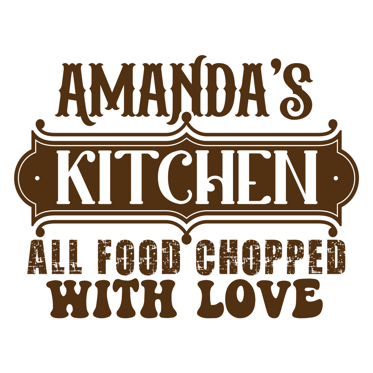 Amandas Kitchen All Food Chopped With Love - Ready To Press DTF Transfers - Buy Bulk DTF
