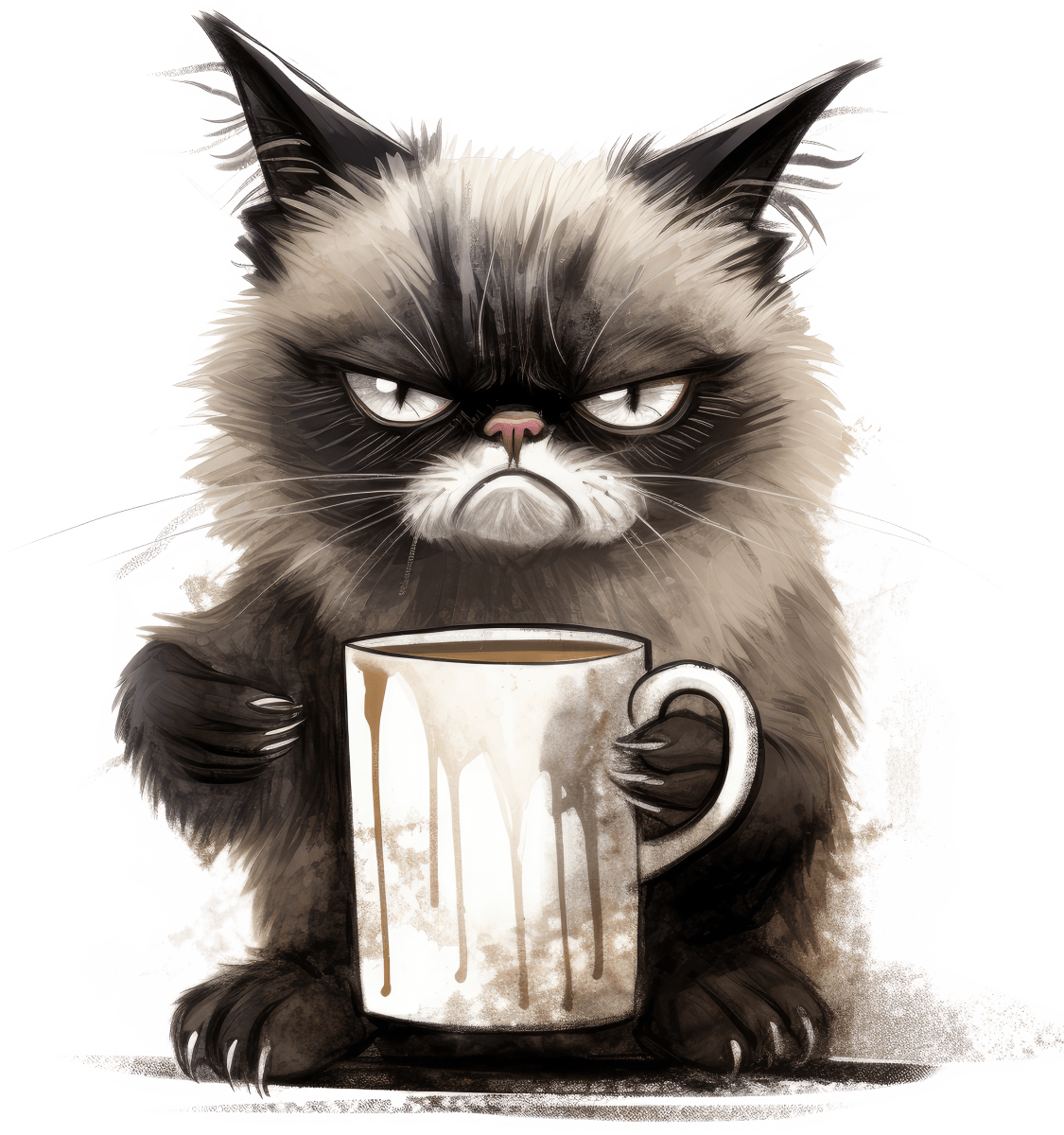 Angry Cat Coffee Patch 2 - Ready to Press DTF Transfers - Buy Bulk DTF