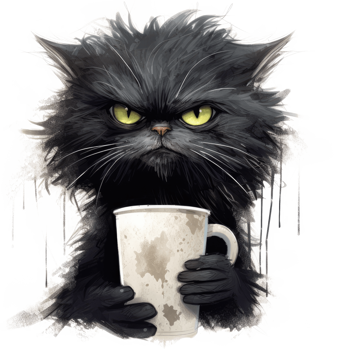 Angry Cat Coffee Patch - Ready to Press DTF Transfers - Buy Bulk DTF