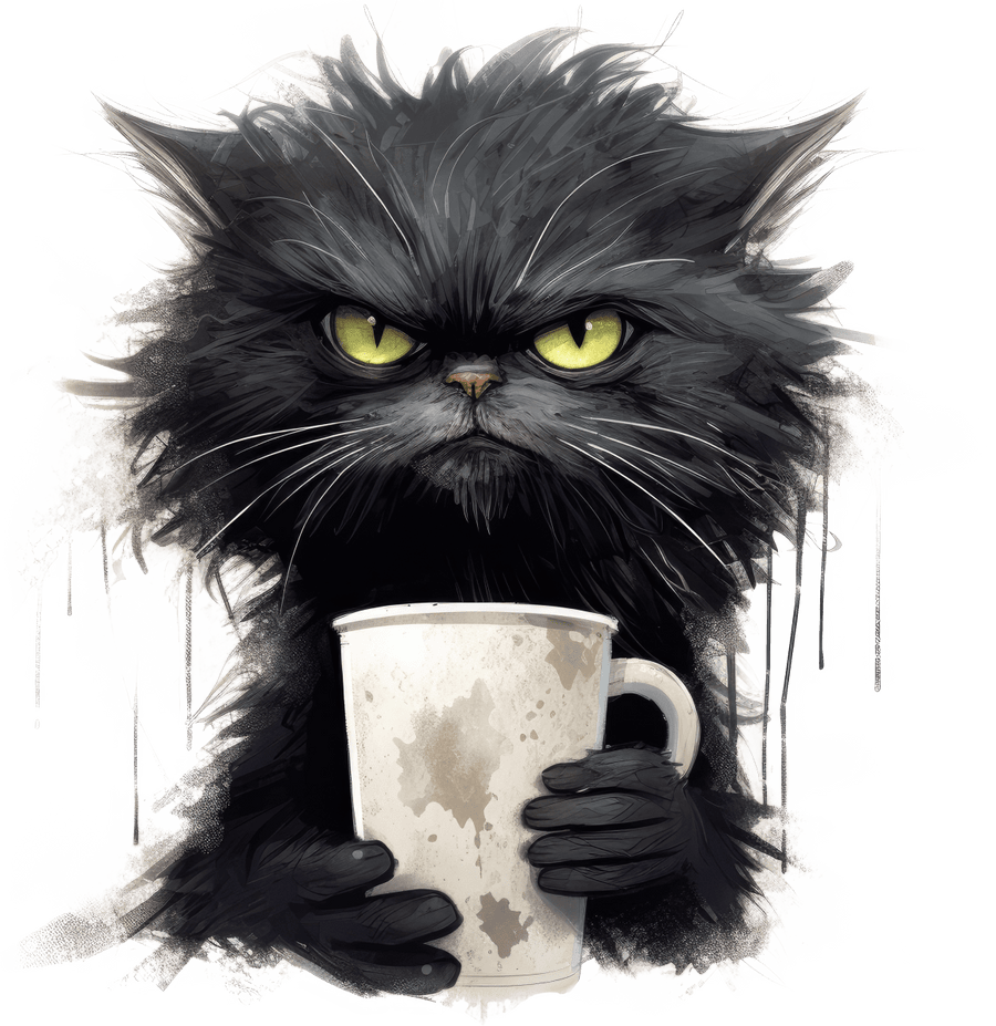 Angry Cat Coffee Patch - Ready to Press DTF Transfers - Buy Bulk DTF
