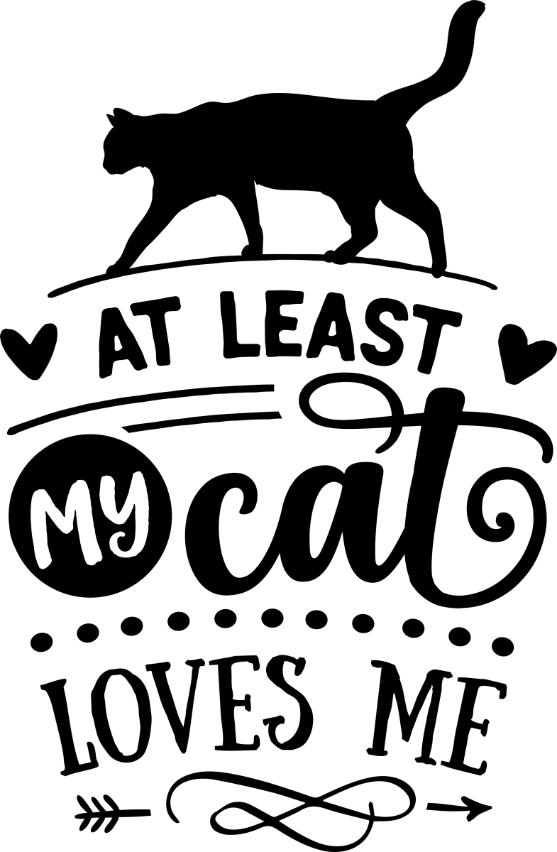 At Least My Cat Loves Me - Black - Ready to Press DTF Transfers - Buy Bulk DTF