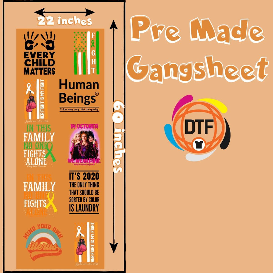 Awareness Advocates Set Premade DTF Gangsheet - Buy Bulk DTF