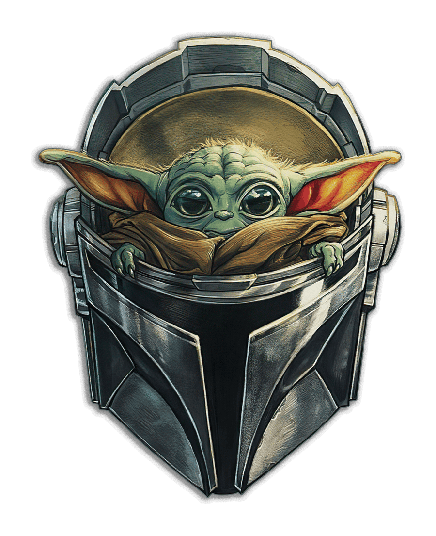 Baby Yoda Star Wars in Mandalorian Mask - Ready To Press DTF Transfer - Buy Bulk DTF