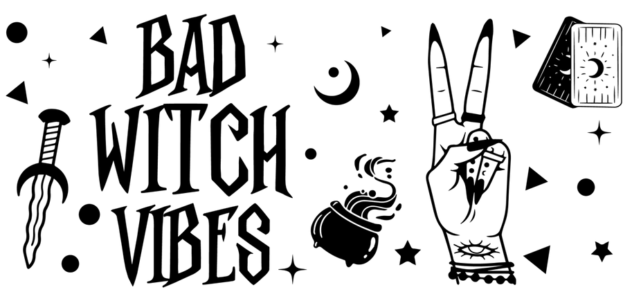 Bad Witch Vibes - UV DTF Libbey Glass Wrap - Buy Bulk DTF