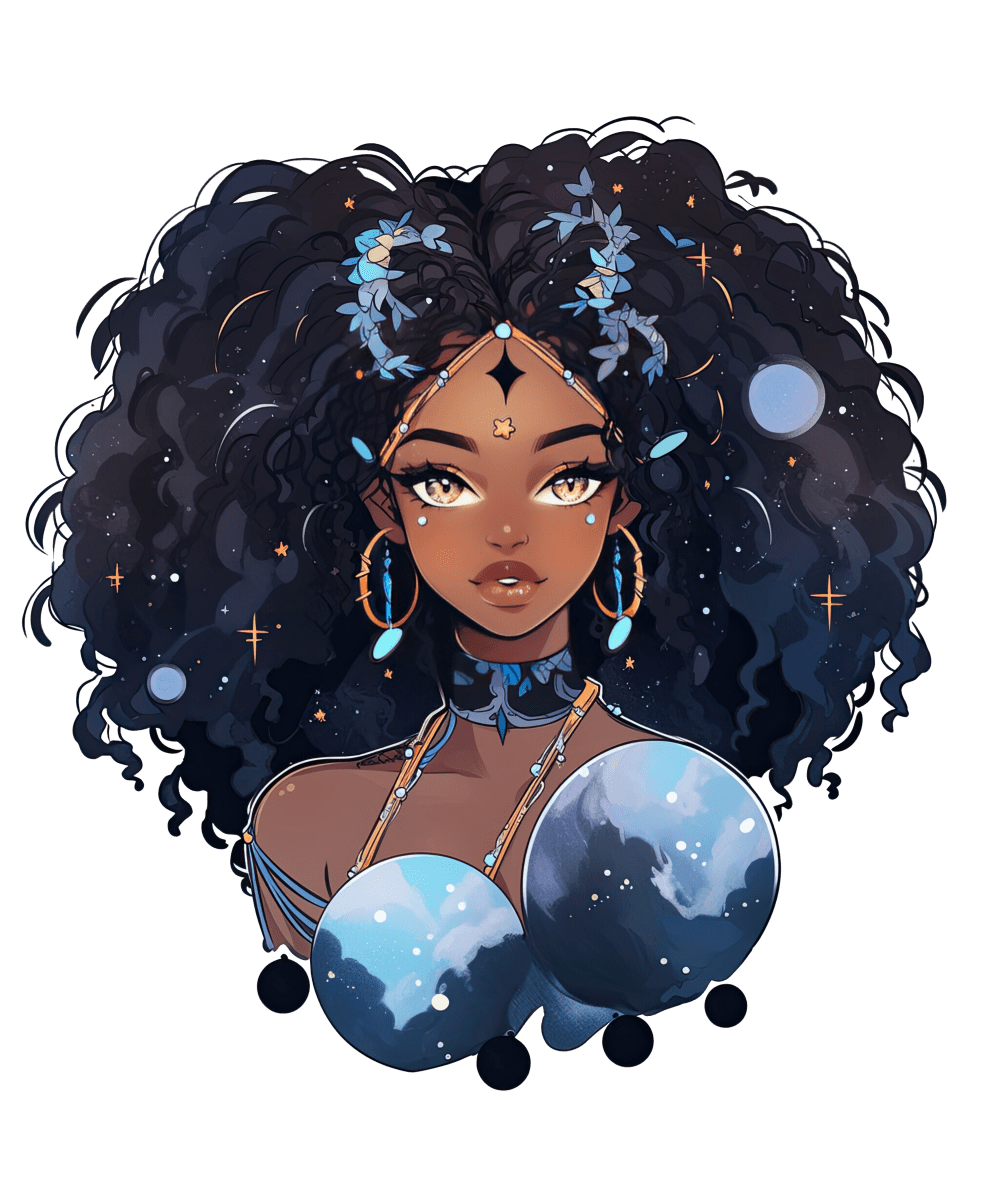 Beautiful Black African Aquarius - Ready To Press DTF Transfers - Buy Bulk DTF