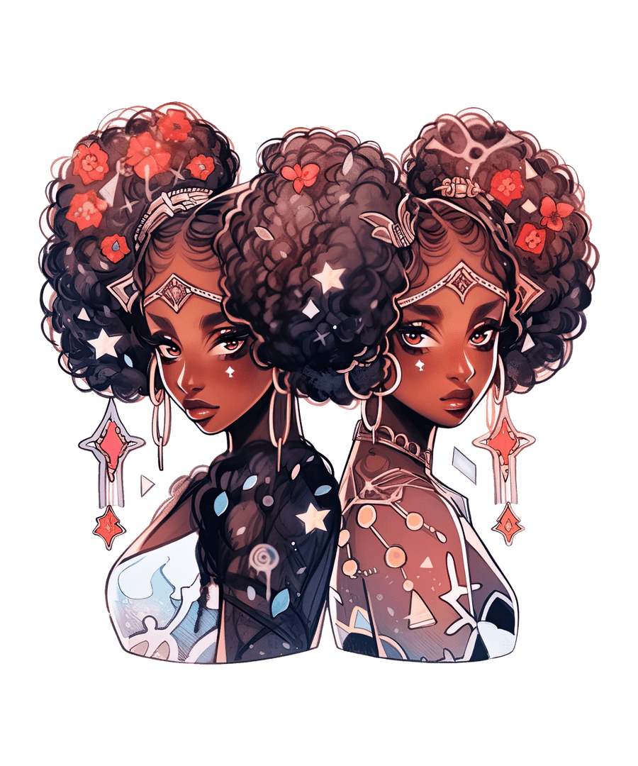 Beautiful Black African Gemini - Ready To Press DTF Transfers - Buy Bulk DTF