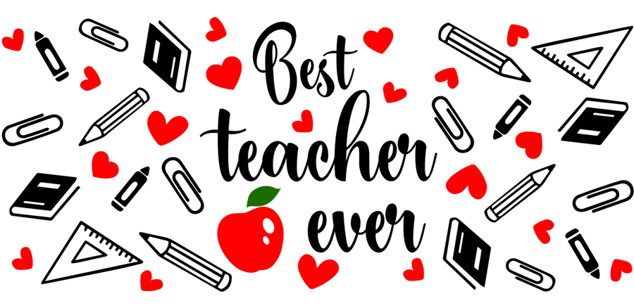 Best Teacher Ever - UV DTF Libbey Glass Wrap - Buy Bulk DTF