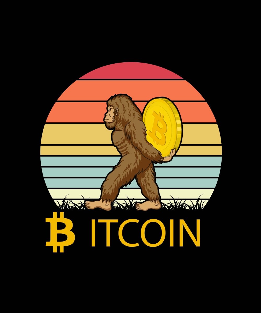 Bitcoin with Big Foot Ready To Press DTF Transfer - Buy Bulk DTF