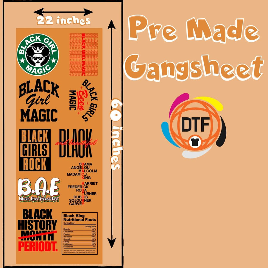 Black Excellence Collective Premade DTF Gangsheet - Buy Bulk DTF