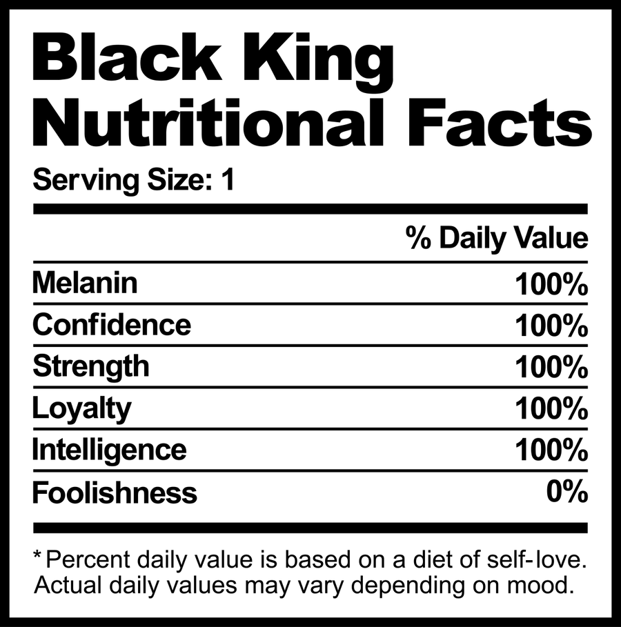 BLACK KING NUTRITIONAL FACTS Ready To Press DTF Transfer - Buy Bulk DTF