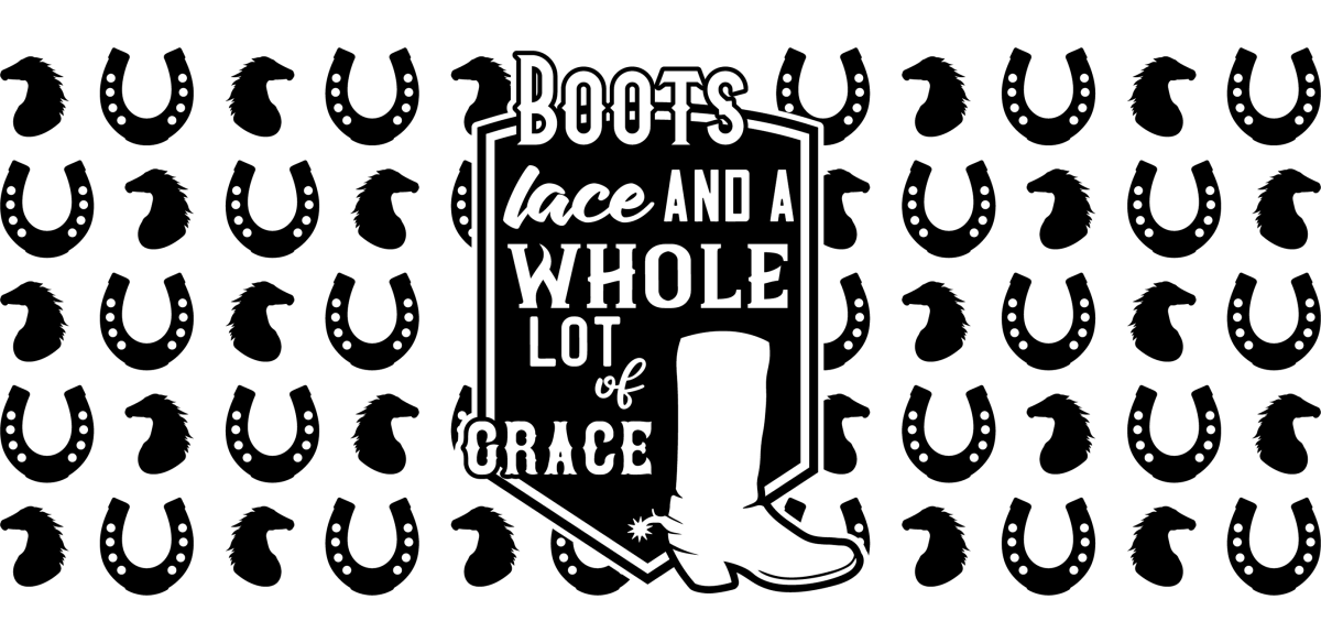 Boots lace and a whole lot of grace - UV DTF Libbey Glass Wrap - Buy Bulk DTF