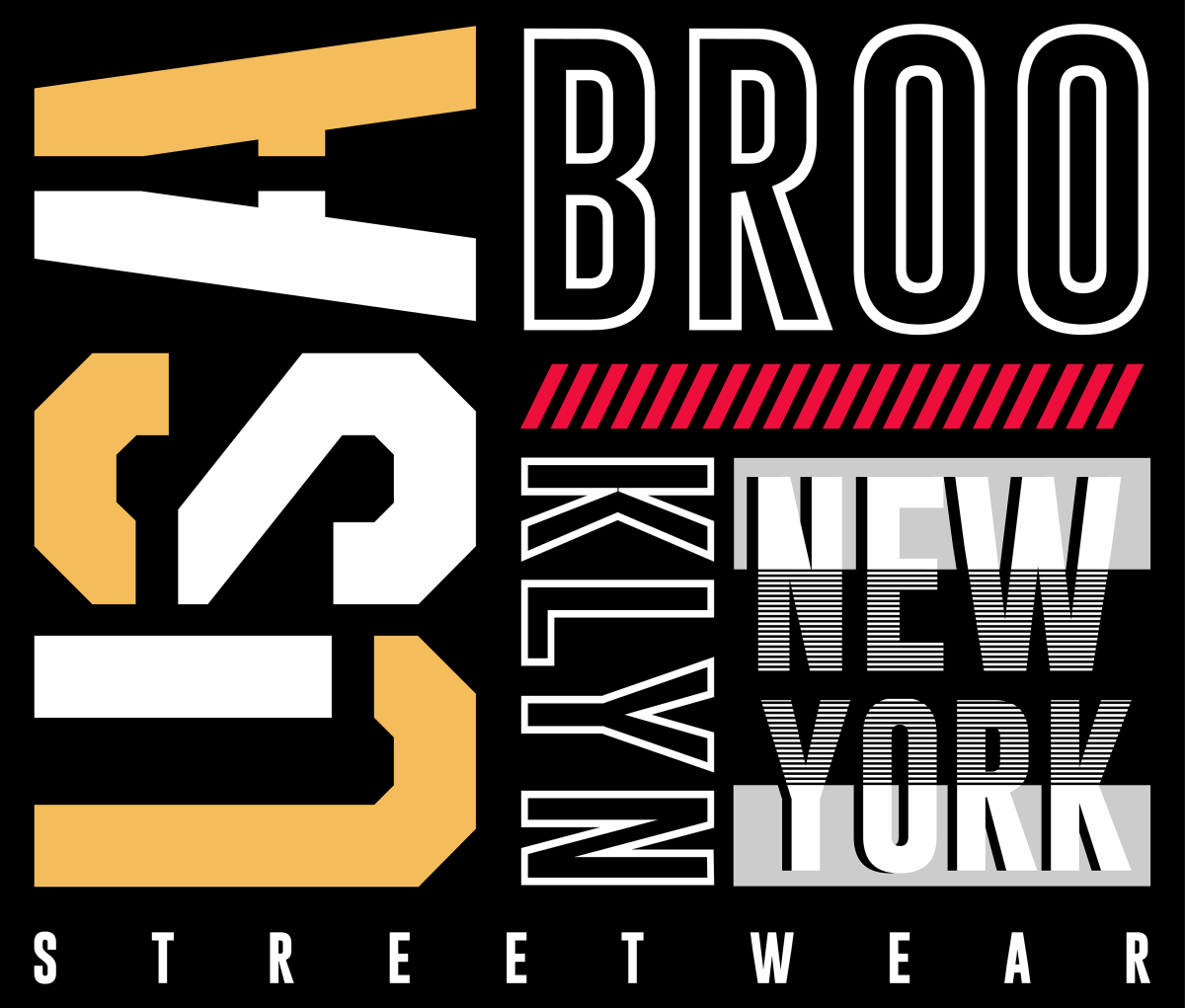 Brooklyn New York - USA - Streetwear - Ready To Press DTF Transfer - Buy Bulk DTF