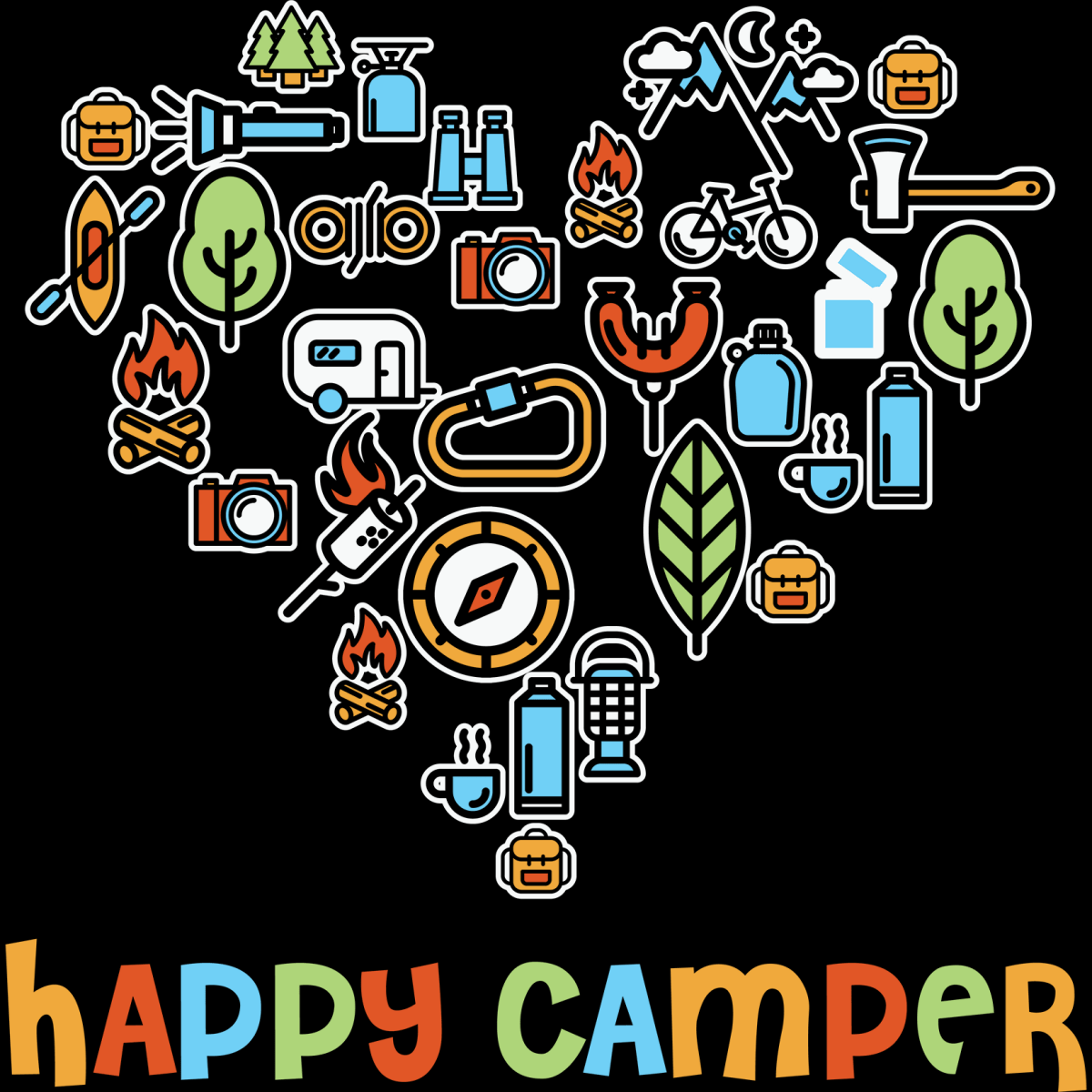 Camping, Happy Camper - Ready To Press DTF Transfers - Buy Bulk DTF