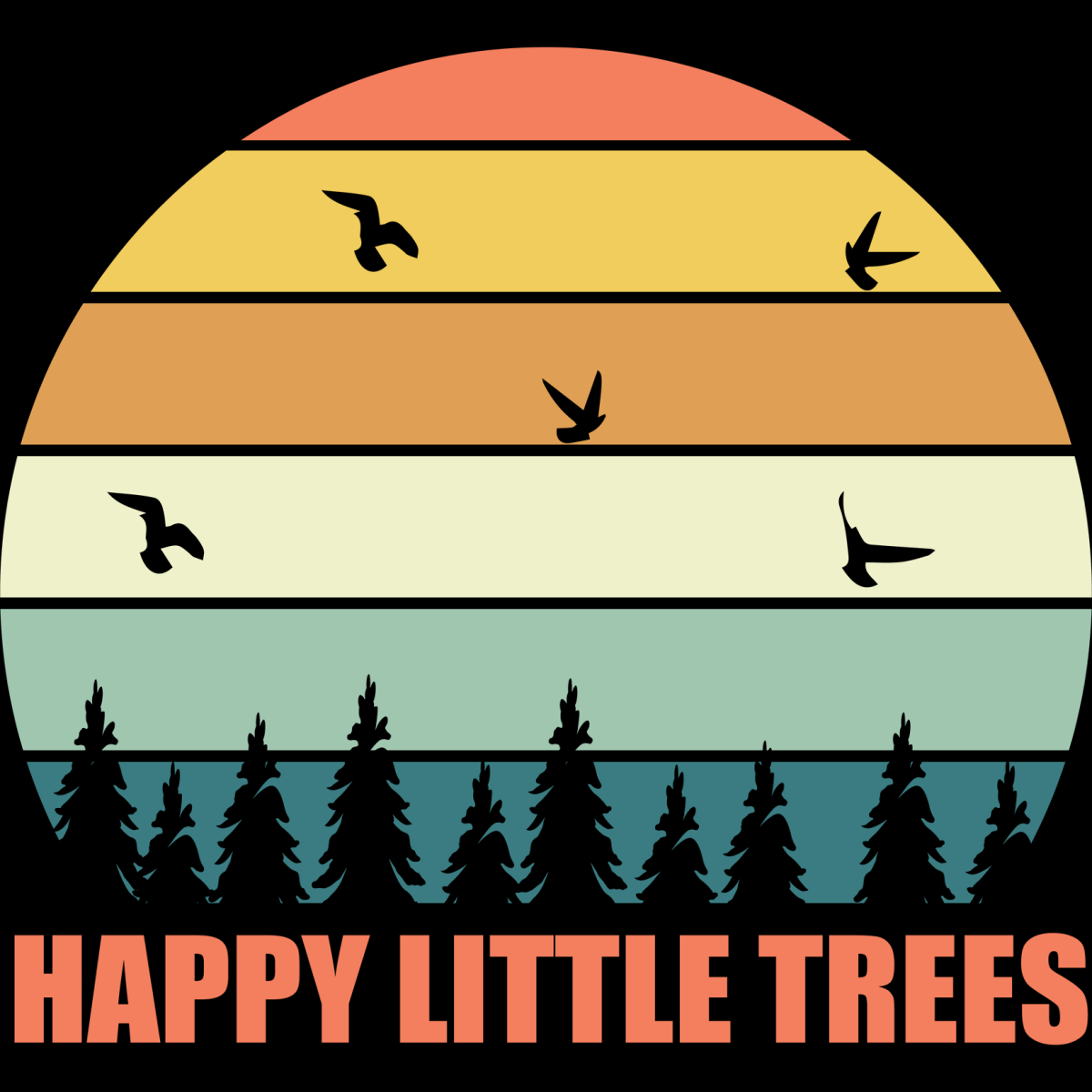 Camping Happy Little Trees - Ready To Press DTF Transfers - Buy Bulk DTF