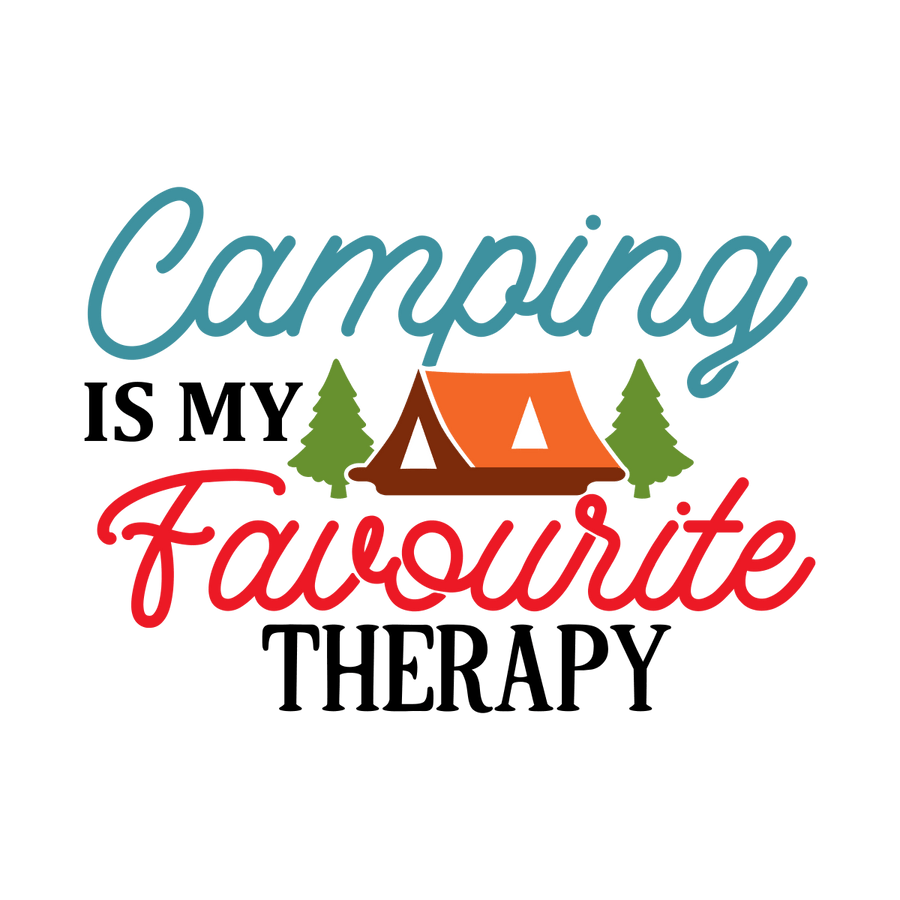 Camping Is My Favourite Therapy - Ready To Press DTF Transfers - Buy Bulk DTF