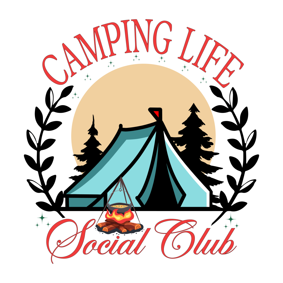 Camping Life Social Club - Ready To Press DTF Transfers - Buy Bulk DTF