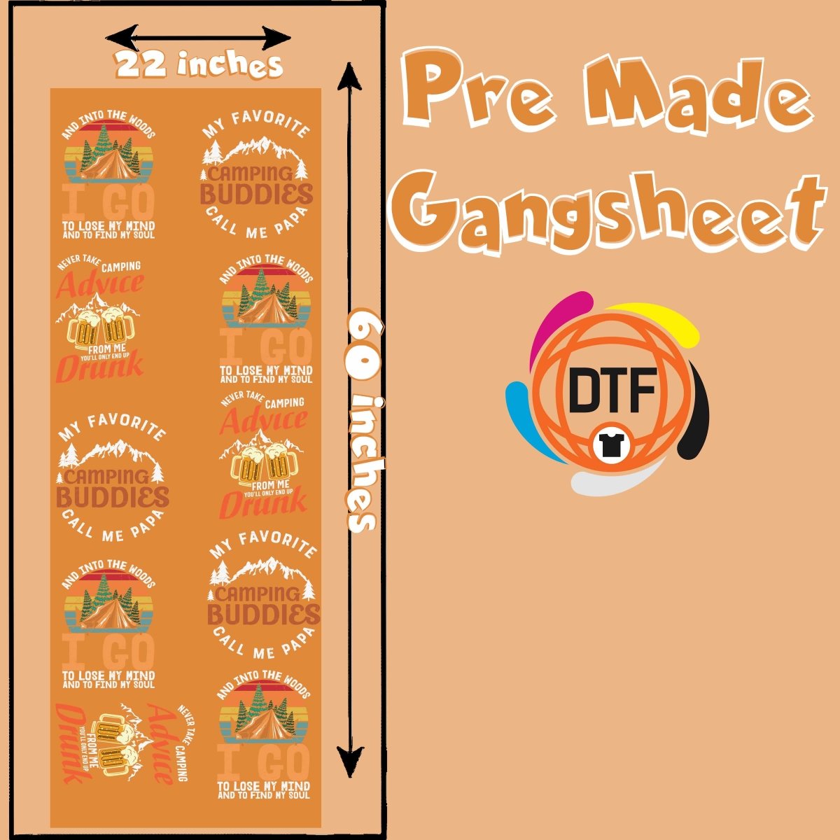 Camping master Premade DTF Gangsheet - Buy Bulk DTF