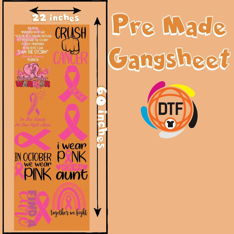 Cancer Crusaders Set Premade DTF Gangsheet - Buy Bulk DTF