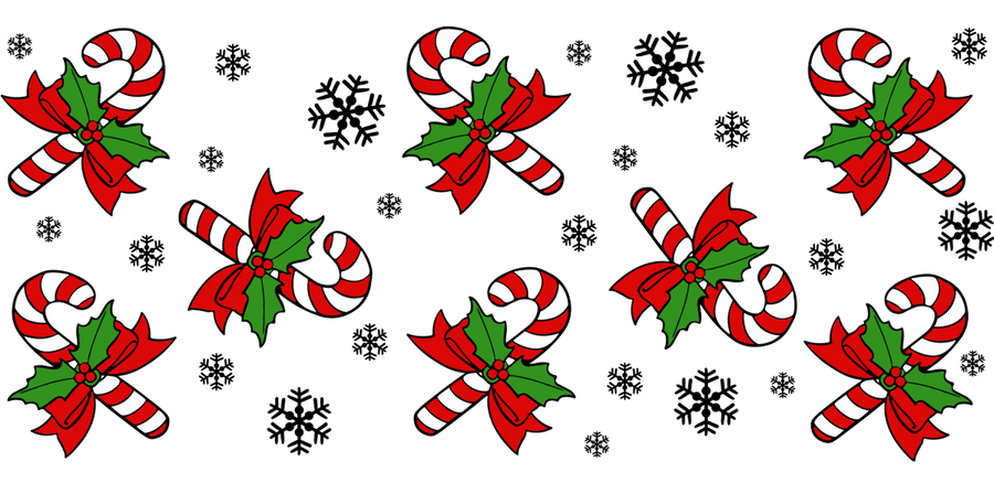 Candy Cane UV DTF Libbey Glass Wrap - Buy Bulk DTF
