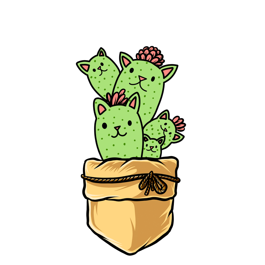 Cat - tus Pocket #1 - Ready To Press DTF Transfers - Buy Bulk DTF