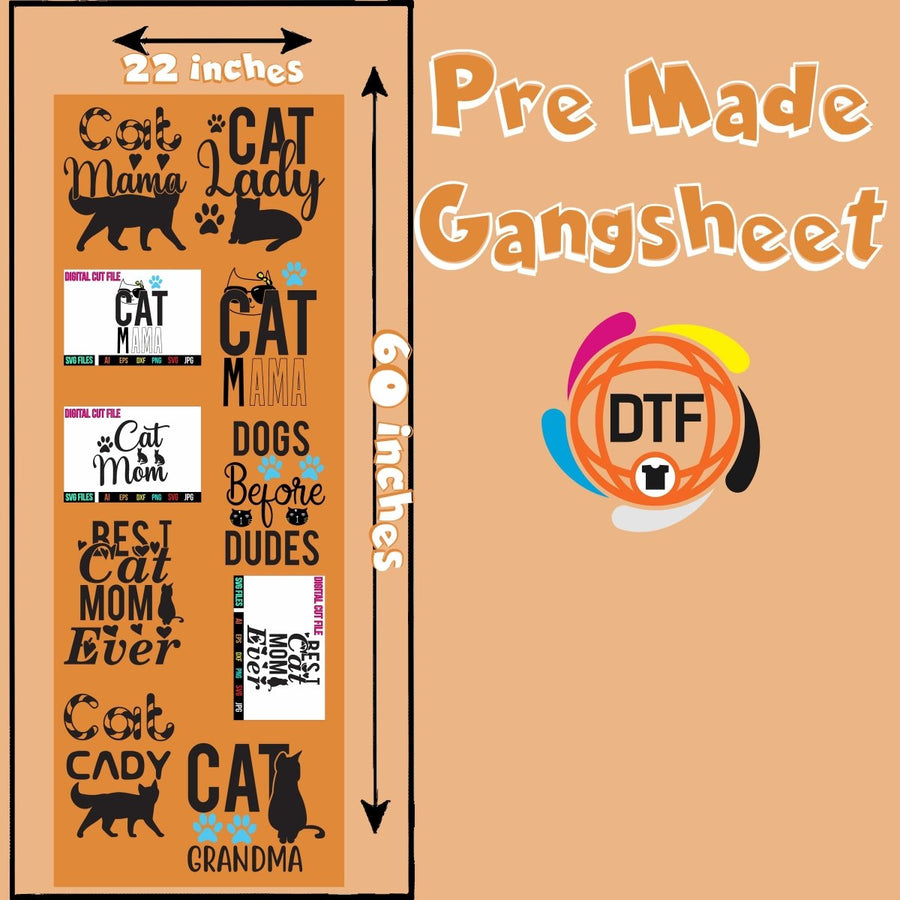 Catitude Collective Premade DTF Gangsheet - Buy Bulk DTF