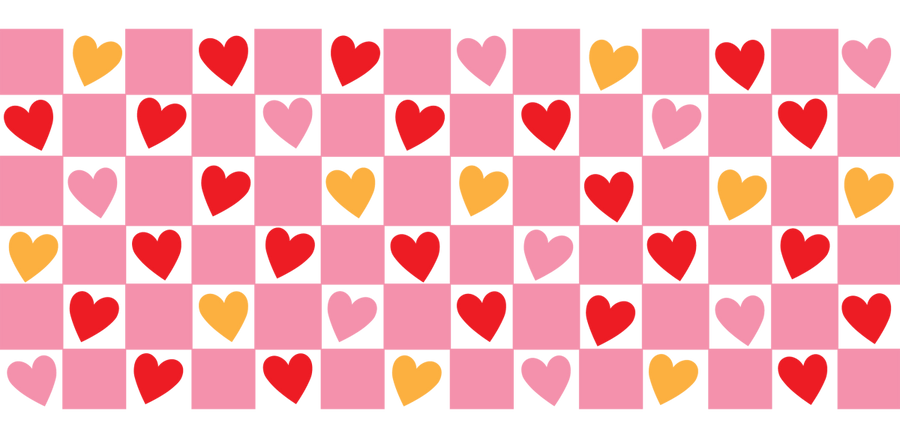Checkered Heart - UV DTF Libbey Glass Wrap - Buy Bulk DTF