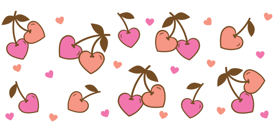 Cherry Hearts - UV DTF Libbey Glass Wrap - Buy Bulk DTF