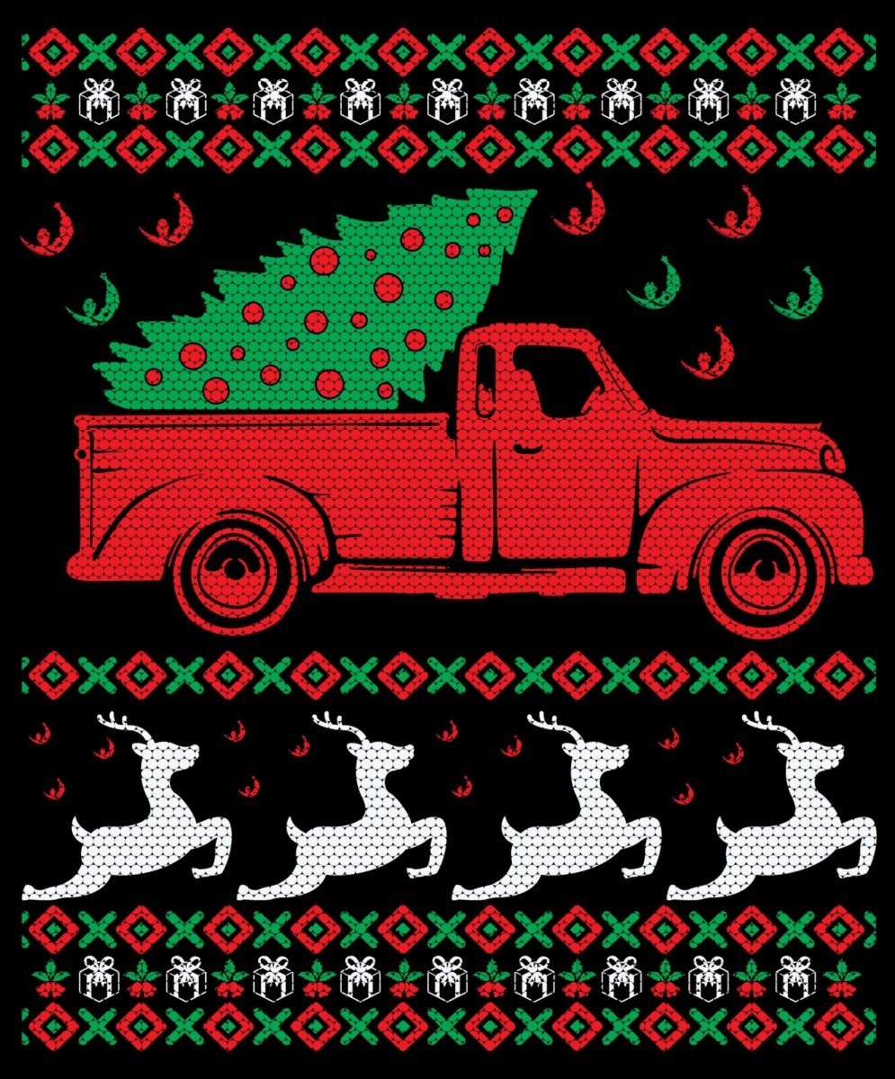 Christmas Tree On Truck Ugly Christmas Sweater Party Ready To Press DTF Transfer - Buy Bulk DTF