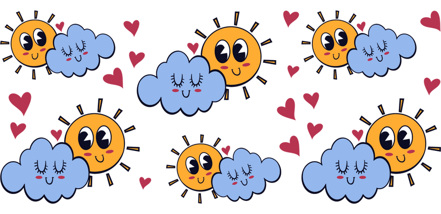 Cloud and Sun Love Libbey - UV DTF Libbey Glass Wrap - Buy Bulk DTF