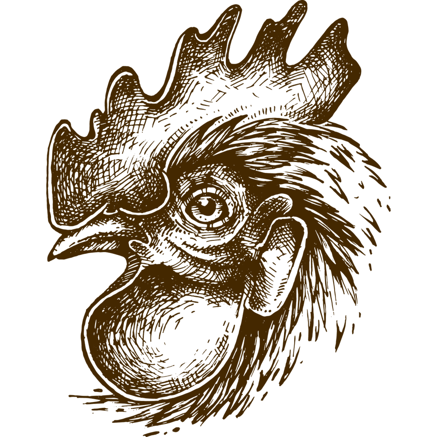 Cock Ink Drawing Vinyl Sticker Ready To Press DTF Transfer - Buy Bulk DTF