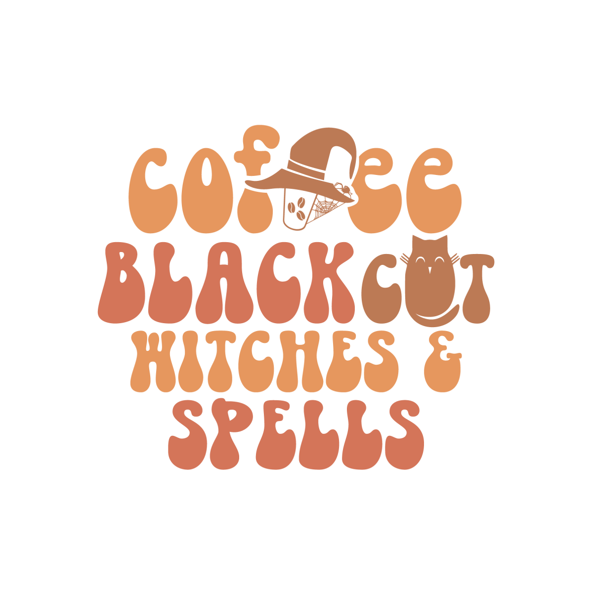 Coffee Black Cat Witches and Spells Ready To Press DTF Transfer - Buy Bulk DTF