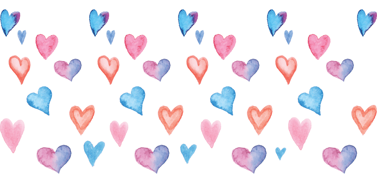 Colored Watercolor Hearts Libbey - UV DTF Libbey Glass Wrap - Buy Bulk DTF