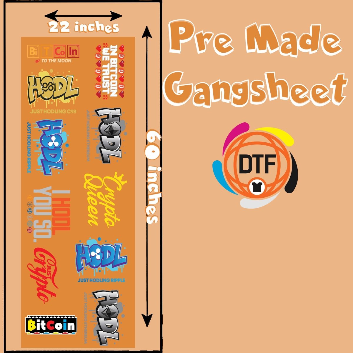 Crypto Currency Collective Premade DTF Gangsheet - Buy Bulk DTF