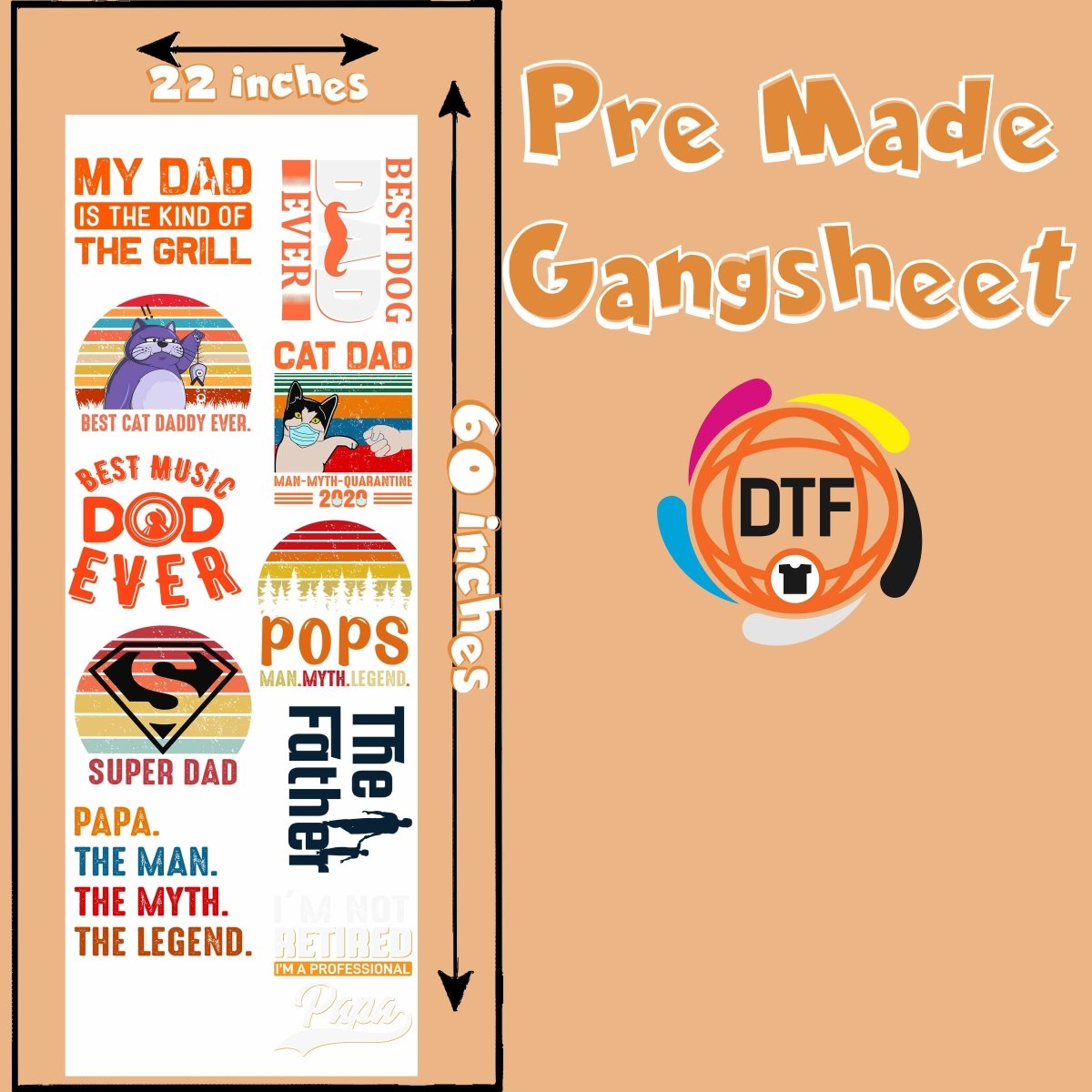 Dad's Day Out Set Premade DTF Gangsheet - Buy Bulk DTF