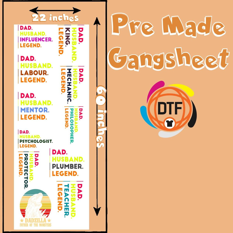 Dad's Pride Collective Premade DTF Gangsheet - Buy Bulk DTF