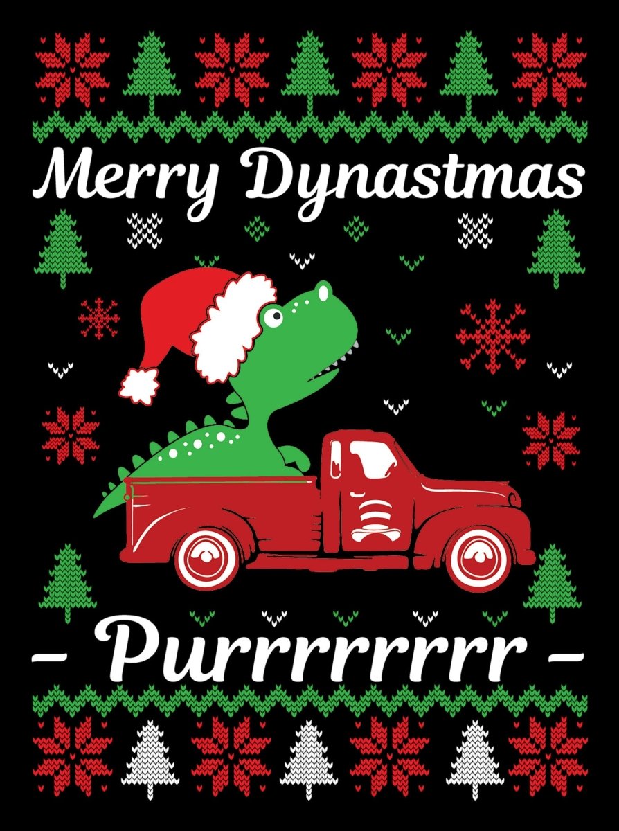 Dino On Pickup Truck Ugly Sweater Party Ready To Press DTF Transfer - Buy Bulk DTF