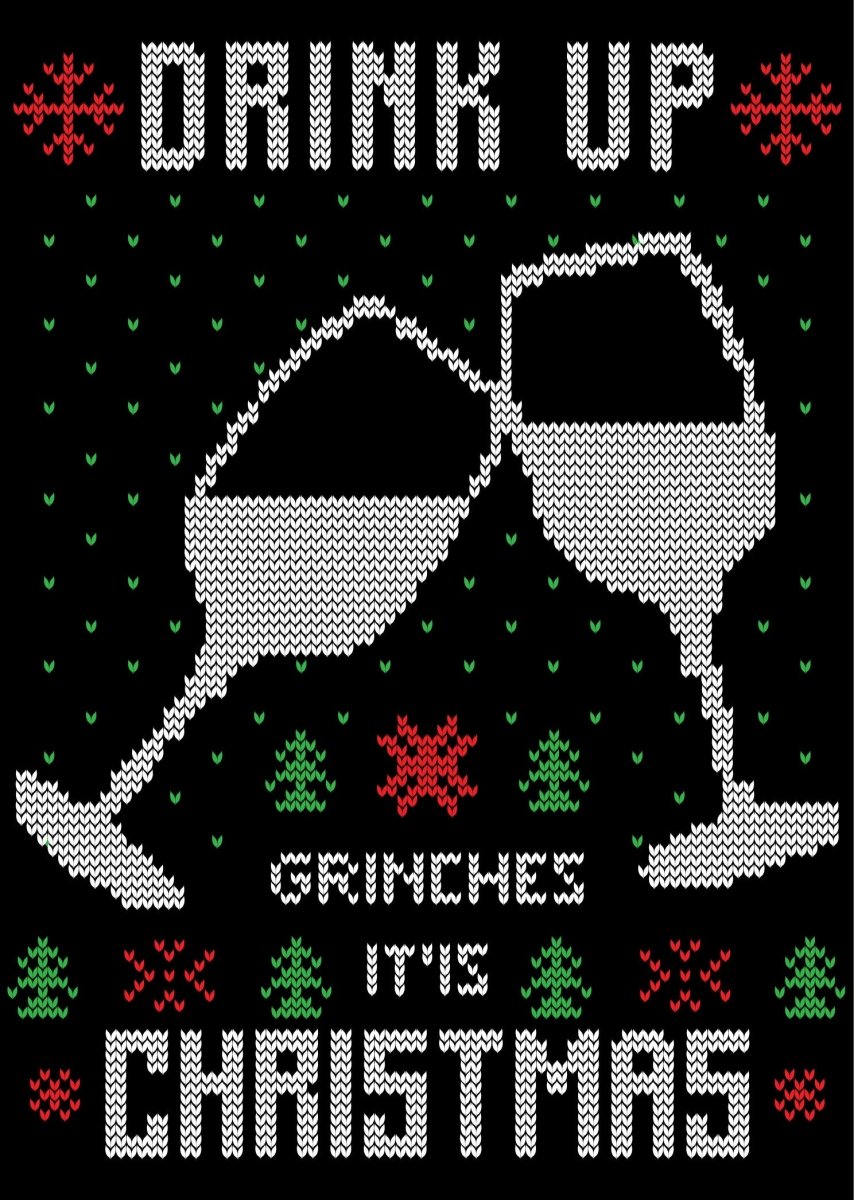 Drink Up Ugly Christmas Sweater Party Ready To Press DTF Transfer - Buy Bulk DTF