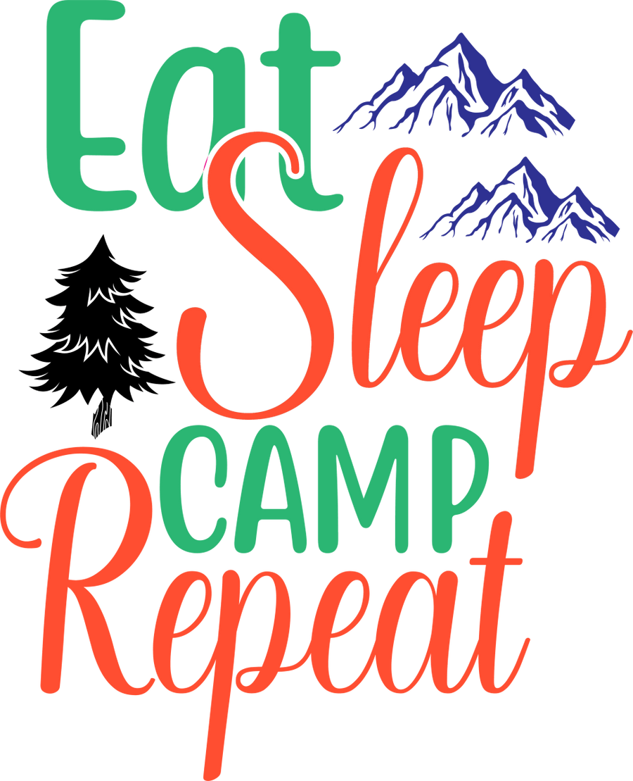 Eat Sleep Camp Repeat - 1013 Ready to Press DTF Transfer - Buy Bulk DTF