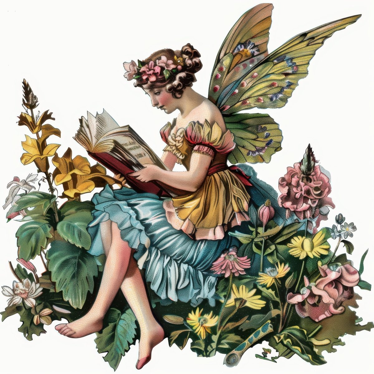 Fairy Reading on Flower - Blossom Haven Ready To Print DTF Transfers - Buy Bulk DTF