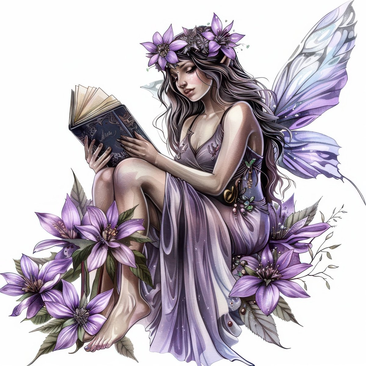 Fairy Reading on Flower - Enchanted Blossom Ready To Print DTF Transfers - Buy Bulk DTF