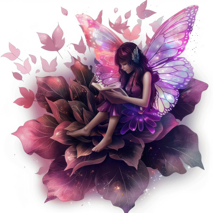 Fairy Reading on Flower - Enchanted Flora Ready To Print DTF Transfers - Buy Bulk DTF