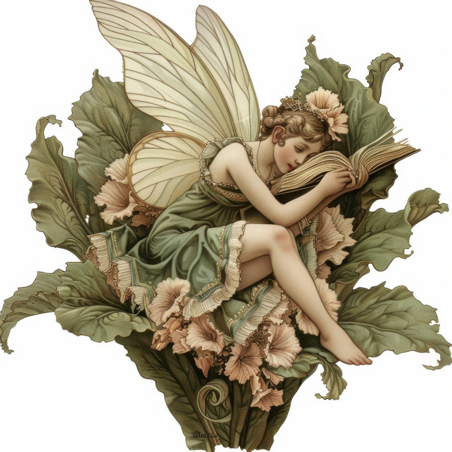 Fairy Reading on Flower - Floral Whisper Ready To Print DTF Transfers - Buy Bulk DTF