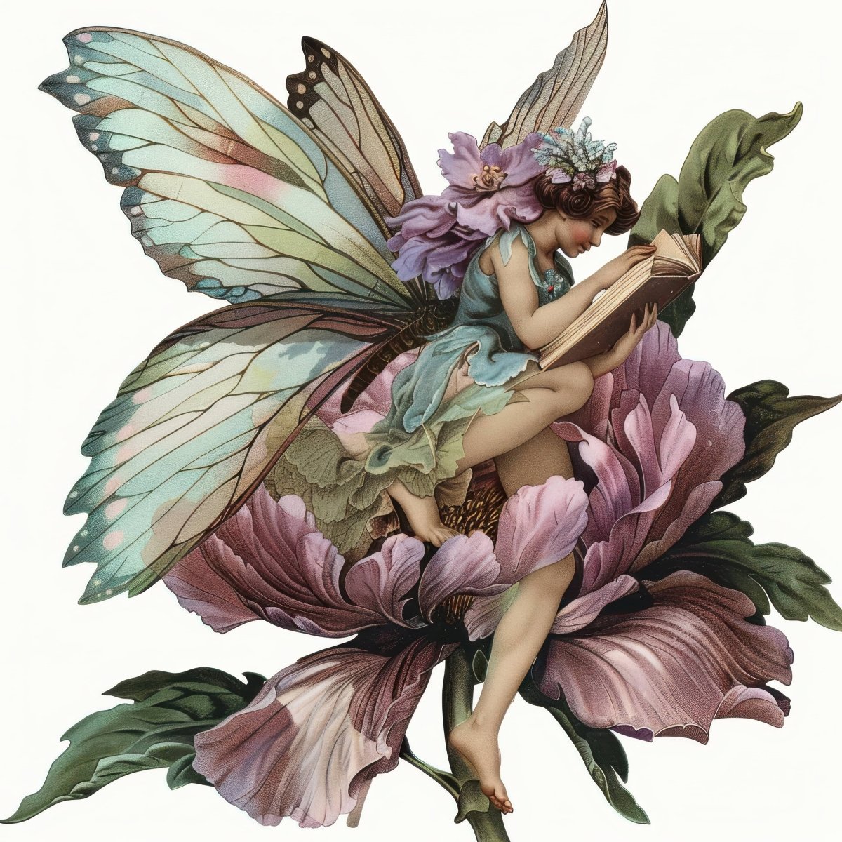Fairy Reading on Flower - Mystic Blossom Ready To Print DTF Transfers - Buy Bulk DTF