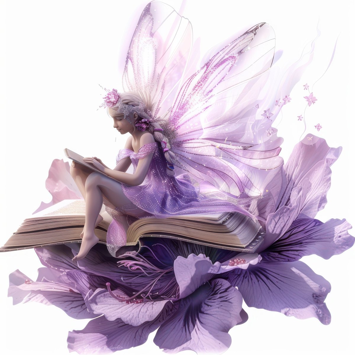 Fairy Reading on Flower - Secret Garden Ready To Print DTF Transfers - Buy Bulk DTF