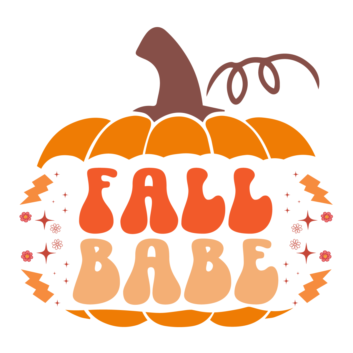 Fall Babe inside Pumpkin Ready To Press DTF Transfer - Buy Bulk DTF