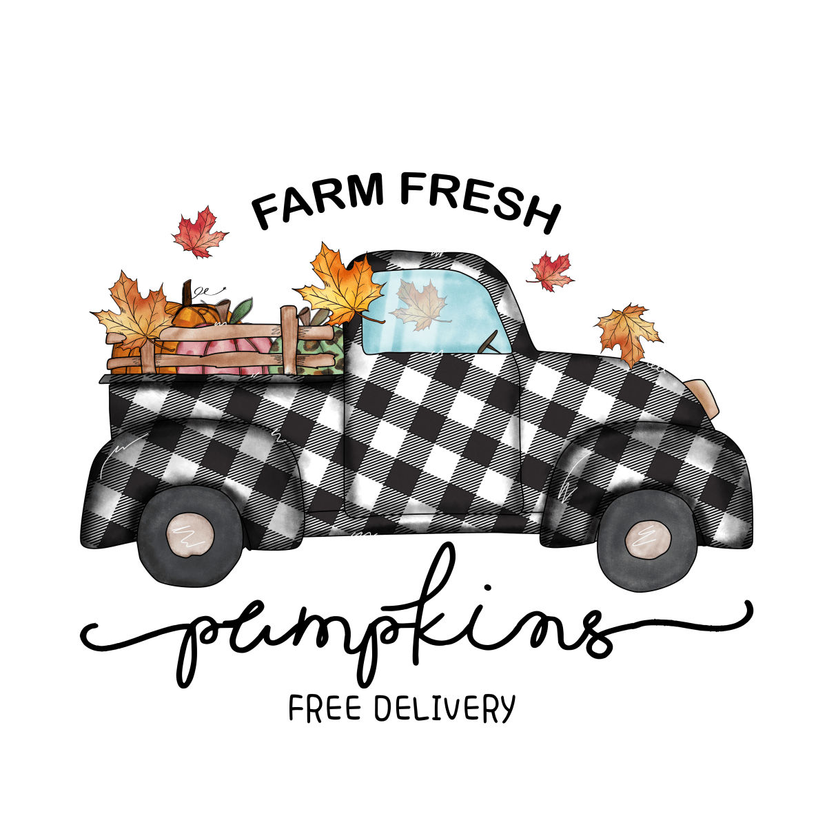 Farm Fresh Pumpkins Free Delivery - Ready To Press DTF Transfers - Buy Bulk DTF