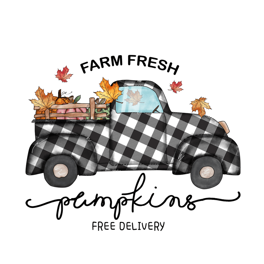 Farm Fresh Pumpkins Free Delivery - Ready To Press DTF Transfers - Buy Bulk DTF